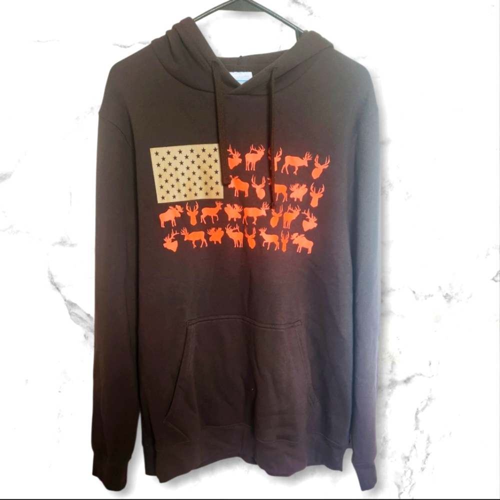 Columbia PHG Game Flag Brown And Orange Hoodie NWT Size Medium